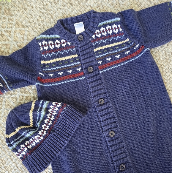 Other - Navy Sweater Baby one-piece | 6 months | Jaquard Design